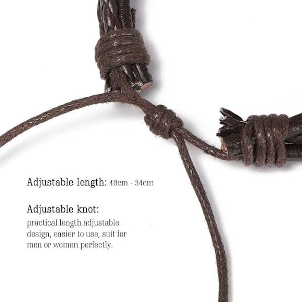 Læderarmbånd, 6 stk. justerbare mode punk stil flettede herre dame reb armbånd vintage manchet armbånd sæt