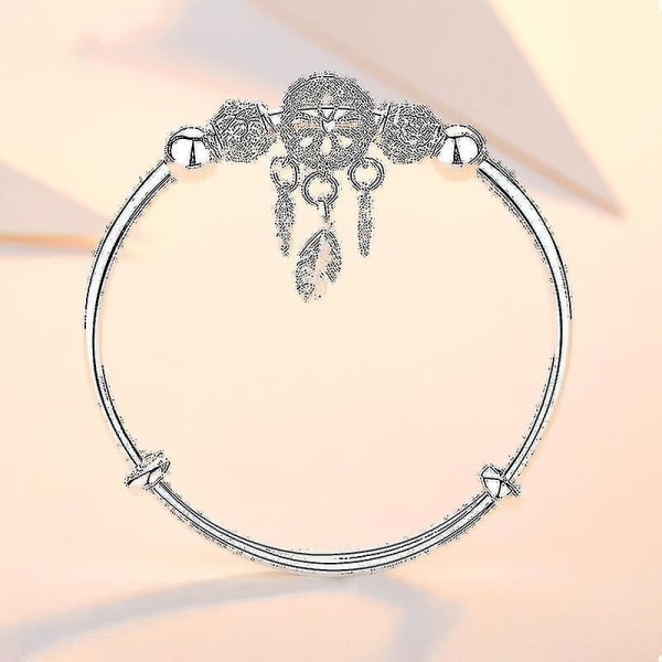 Justerbart 925 Sterling Sølv Drømmefanger Duskkule Charm Armbånd & Bangle