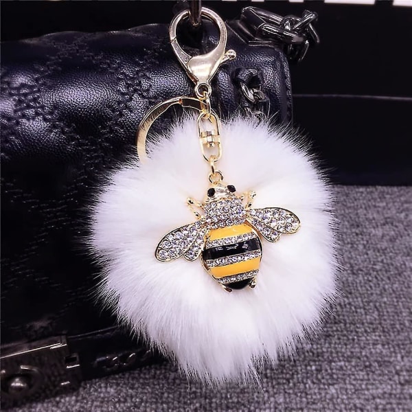 Rhinestone Bee Keychain Bumble Bee Key Ring Animal Key Chain Decoration Honeybee Hanging