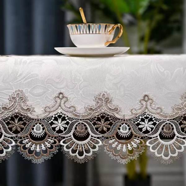 Kaffeebordduk för vardagsrum soffbord  Broderispets bordsduk Hemmatavla Kaffeebordduk Centerpiece  Vit
