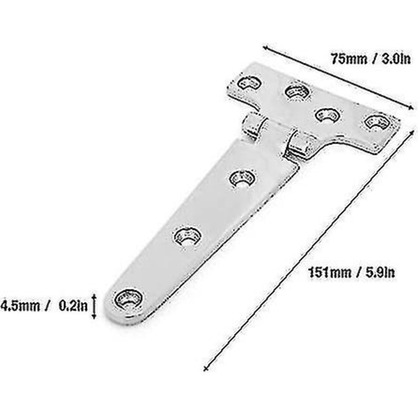 151*75*4,5 mm förtjockade rostfria gångjärn T-typ gångjärn för trädgårdsgrindar-YNP