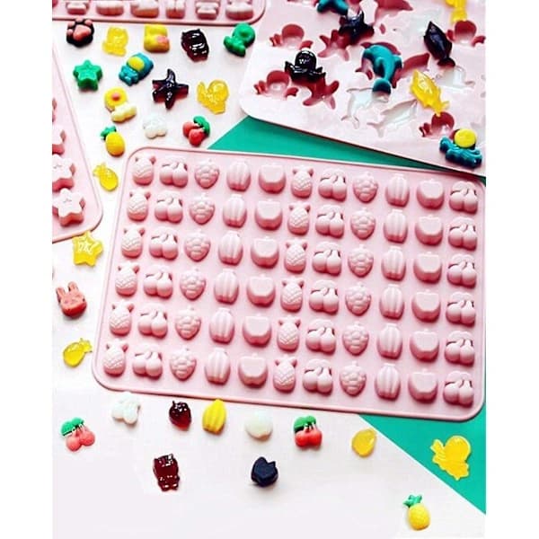 2-pak Mini Havdyr Gummiforme Fødevaregodkendt Silikone Slik Chokolade Gelé Isbitforme til Børn Blå Pink