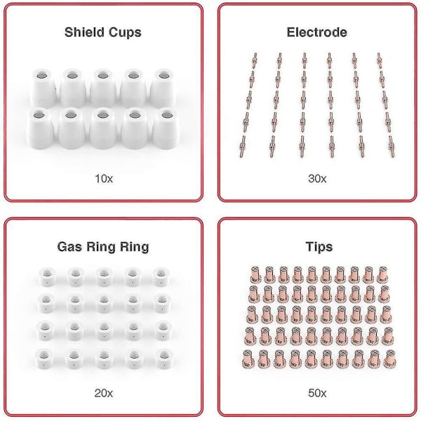 110 stk. Plasma skærekonsumabler passer til Cut 40 50 med plasmaskærefakkel Pt31 Lg40