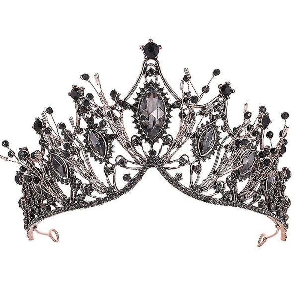 1 stk. Queen Crown Gothic Rhinestone Bryllup Tiaraer Og Krone Sort