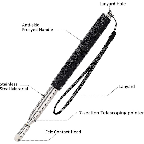 Retractable osoitinkeppi opettajille, 2 kpl (musta + punainen)
