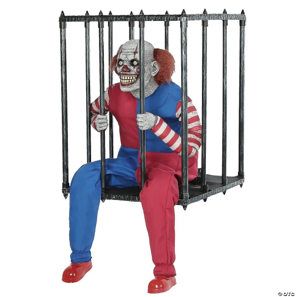 Animerad caged clown gå runt