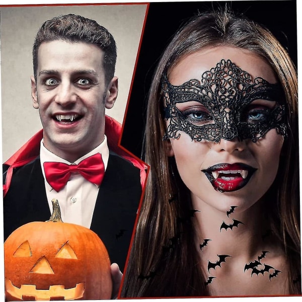 4 kappaletta sisäänvedettävä vampyyrifangisarja Teleskooppiset hampaat Fangit Tukihammasproteesit Halloween-juhlan Fangit (3 kpl Normaali), Halloween-koriste Mies