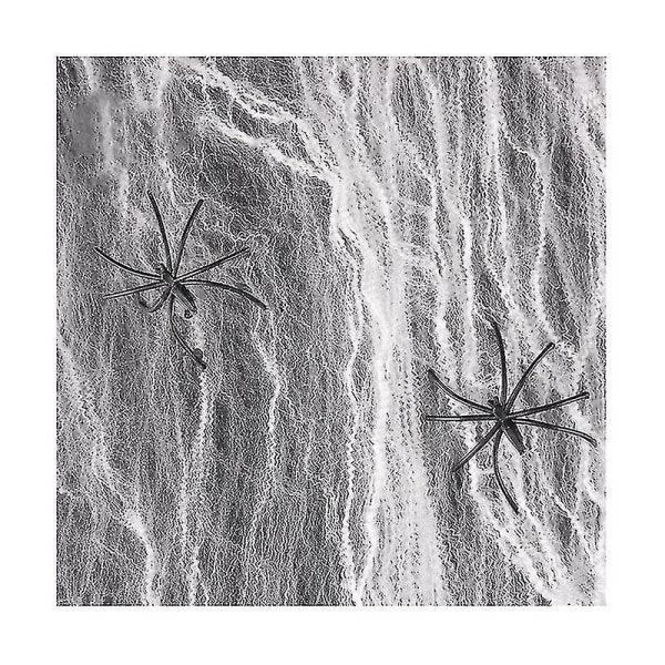 1000 Sqft Halloween Stretch Spider Web med 100 plast falska spindlar för inomhus utomhus Halloween