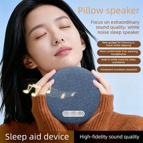 Under-pude søvnhøjttaler Bluetooth knogleledning hvid støjgenerator med lydstyrkekontrol timer til sidesovere blå