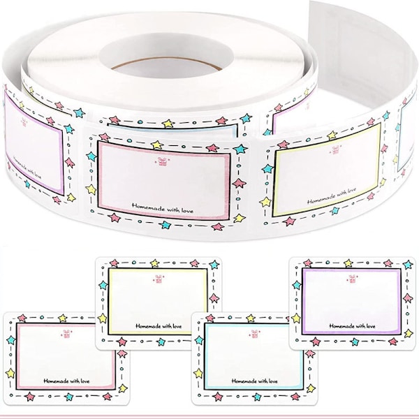 2 stk. syltetøysetiketter for glass, mat, selvklebende syltetøyglass-etiketter, fryseetiketter, dekorative, flyttbare, klebrige syltetøyglass-etiketter