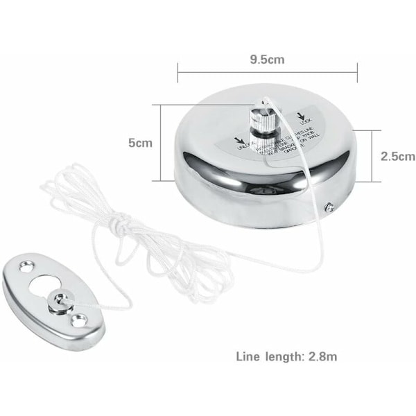 Inntrekkbar klesline, enkel klesline for utendørs vask, tørketrommel, rustfritt stål, wire lengde 2,8 m / 110 tommer, sterk nok til å holde 22 lbs