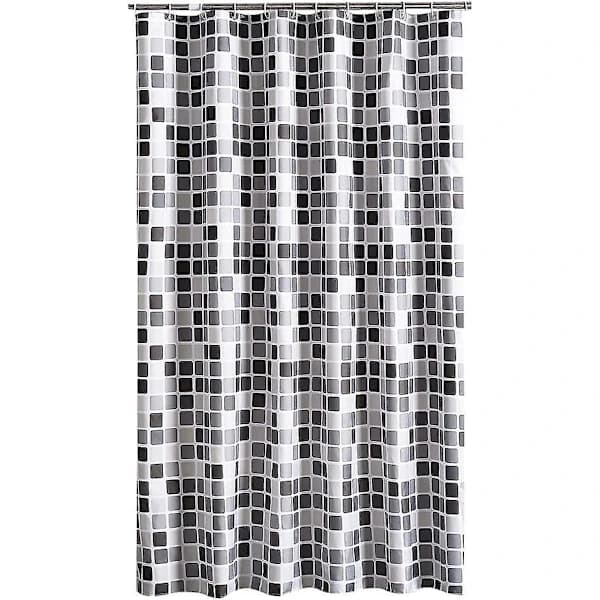 Duschdraperi Mögelresistent Antibakteriellt Vattentätt Polyester för Badrum 200 x 220 cm Svart Grått Mönster
