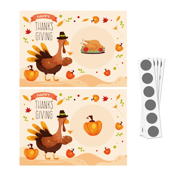 Thanksgiving Scratch Off-kort, 48 st Turkiet Scratch-Off-kort, Jul Scratch-kort, Vuxna Barn Jul Festgåvor