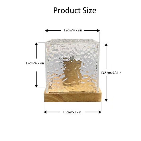 Kublampa, träbas oceanvågslampa, vattenvågslampa, midnattsaura lampkub, 3/16 färger norrsken