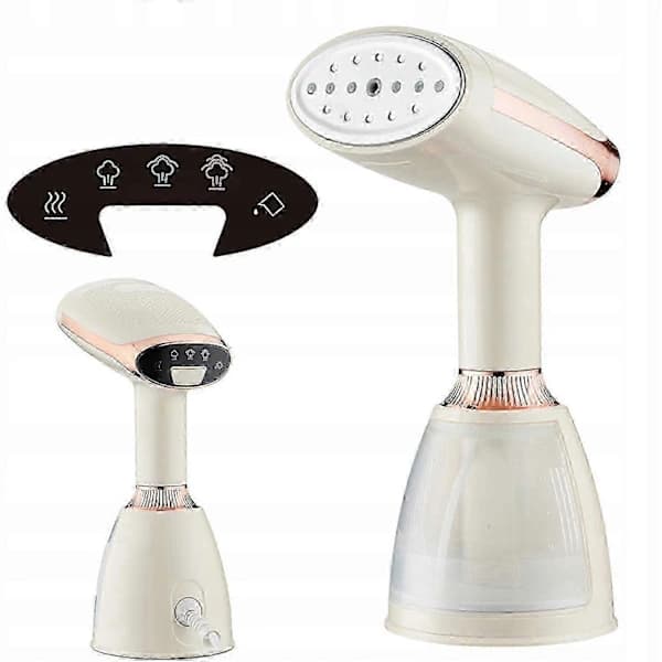 1500W Tøjdamper Med LED-display 3 Dampniveauer 280 ml Tank Til Hjemmerejser Beige Guld