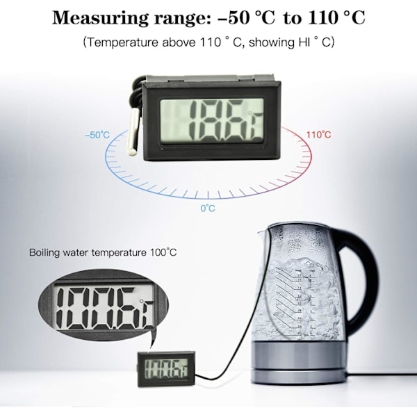 Sett med 3 LCD akvarietermometre, digitalt termometer
