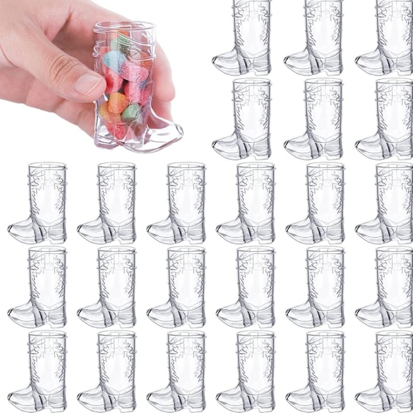 16 Pieces Mini Plastic Cowboy Boot Glasses 1 Ounce Western Plastic Beer Mugs Reusable Cowboy Boot Cups for Cowboy Cowgirl