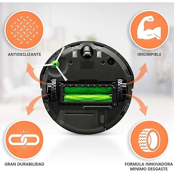 stk. Dæk Kompatible med IROBOT ROOMBA Robot 500 600 700 800 I7 S9 Irobot fw Sort