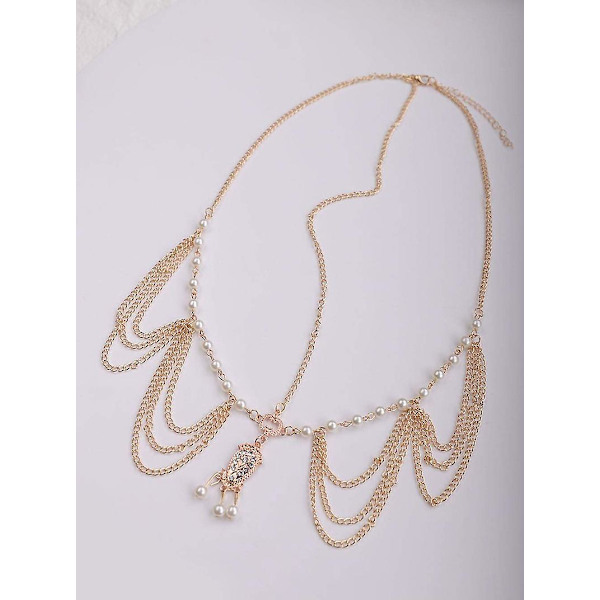 Bröllopskristallhuvudkedja Guld Vintage Lager Rhinestone Huvudbonader Gypsy Hårkedja Brud Fest