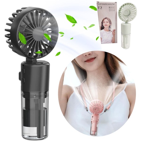 Mini Handhållen Fläkt, Portabel Halsfläkt, USB-Laddning Resefläkt, Mini Vattenmistfläkt, Mini Sprayfläkt, Fickfläkt för Sommaren
