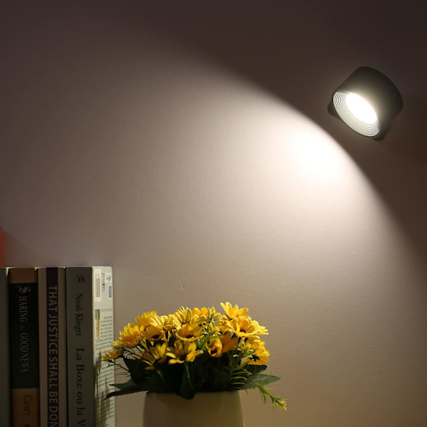 LED vægmonterede lamper USB genopladelig 360° roterende magnetisk kugle touch-kontrol væglampe til soveværelse læsning seng
