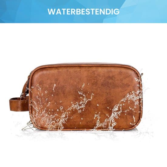 Necessär i PU-läder för män med hängkrok, stor resenecessär Dopp Kit, vattenresistent, brun
