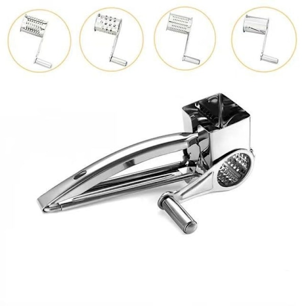 Silver Kitchen Tools Hand Crank Shredder Smör Ost Rivjärn, Rostfritt Stål med 4 Rostfria Trummor（19,5 * 10 * 8cm）