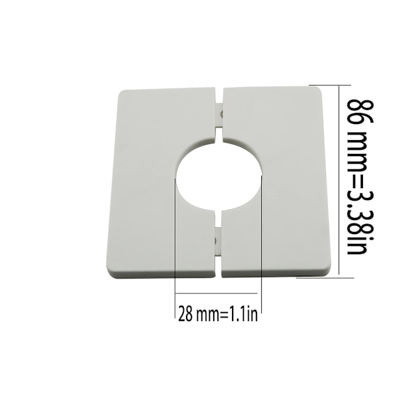 Væg Split 2 sæt Hvid ABS Plast Firkantet Formet Rosetplader med 28mm / 1.1inch Diameter Hul Vægmonteret Vanddæksel