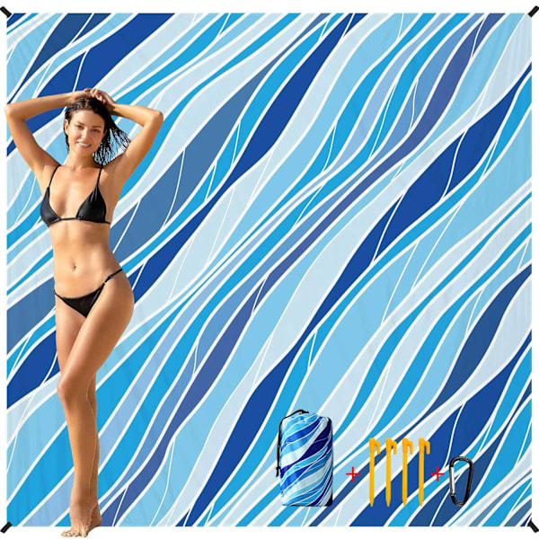 Strandfilt 210*200cm 1-5 Vuxna Överdimensionerad Lätt Vattentät Sandtät Strandfilt Stor Picknickmatta Strandfilt