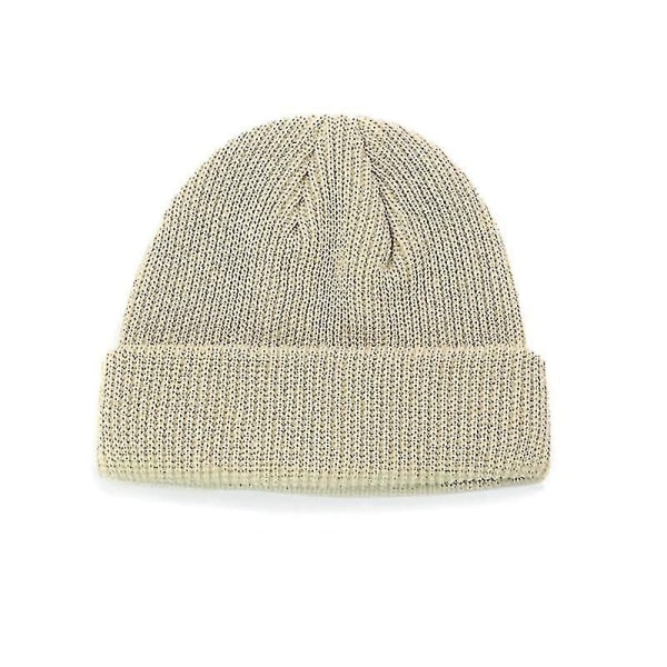 Vinter varm hiphop-hat, uld strikket hue kalot beige