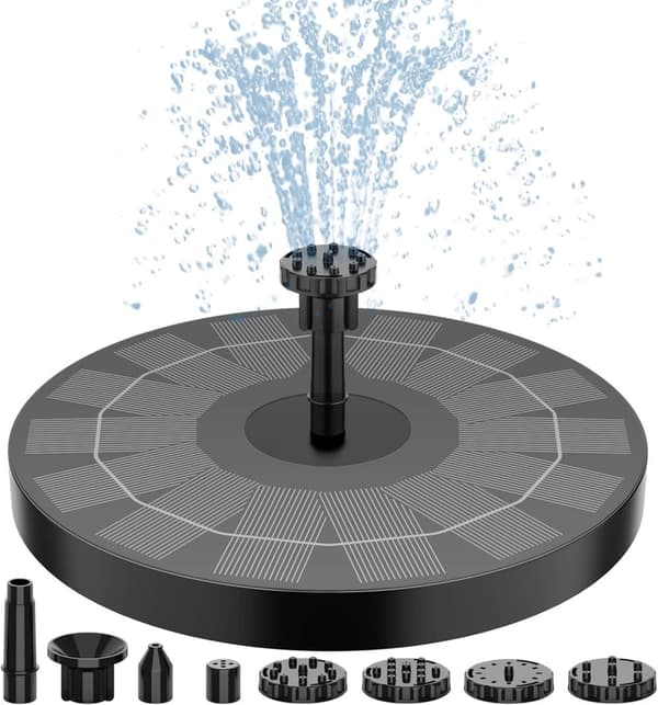 Solfontän - Solcellsdriven fontän - Solcellsdriven fågelbadsfontänpump - 13cm - Svart