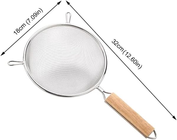 Fine Mesh Strainer, Made of 304 Stainless Steel, Kitchen Sieve with Handle, Silver