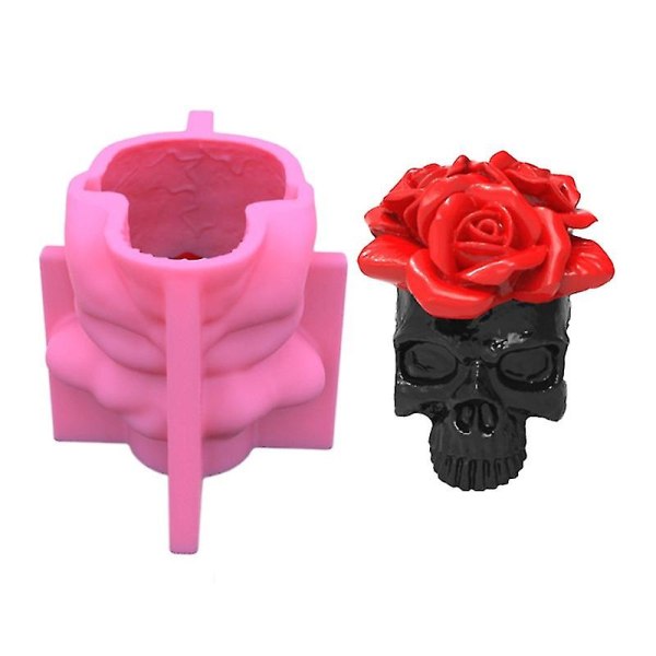 3d Rose Skull Form Epoxihartsgjutform Mould -det-själv-ljus Gips Pennhållare Dekoration för gör-det-självhantverk