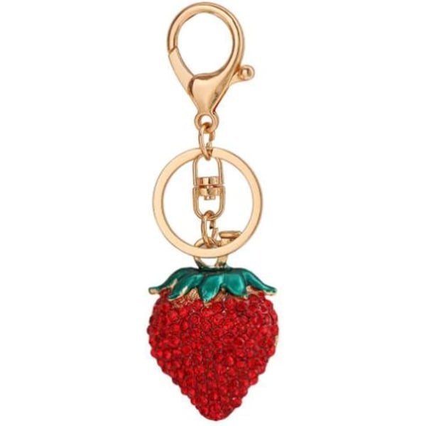 A Keychain Rhinestone Strawberry Hanging Keychain 3D