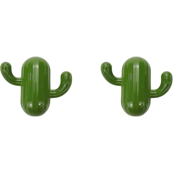 2pcs Inch Zinc Alloy Green Cactus Wall Hooks