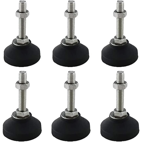 6 Pack D40 X M8 X 50mm Adjustable Swivel Legs, Tilt Nylon Base, Self-leveling Feet, Floor Protectors For Furniture, Workbench, Machine, Cabinet, Mecha