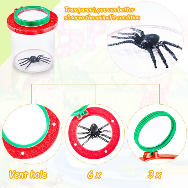 2-pack insektsburk med förstoringsglas - insektsbehållare med förstoringsglas - insektsburk för barn - vetenskap