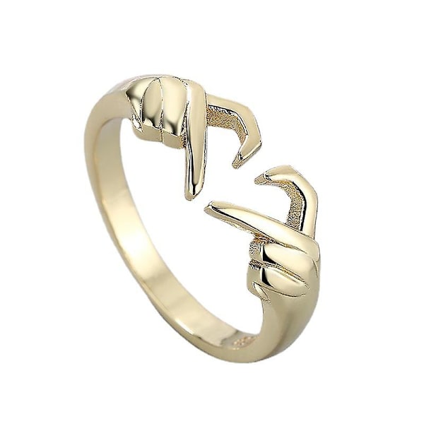 Punk Legering Tvåhandshjärt Ring Gotisk Kärleksgest Ring
