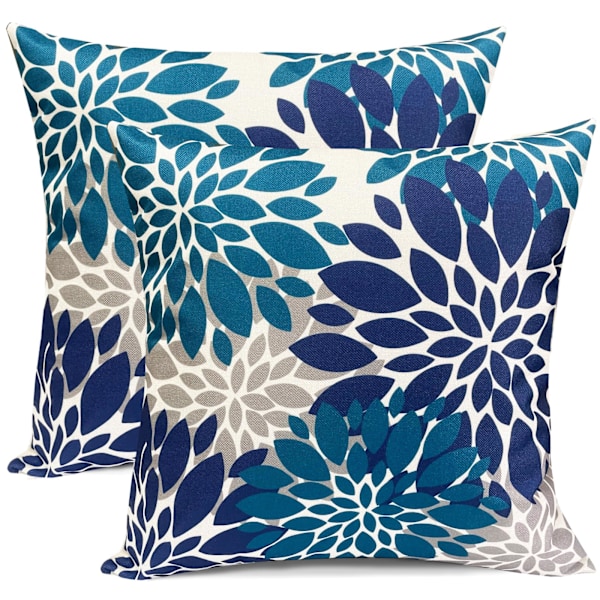 Decorative Throw Pillow Covers Set of 2 Blue Pillow Covers 18x18 Inch Couch Pillow Covers for Sofa Living Room Outdoor Throw