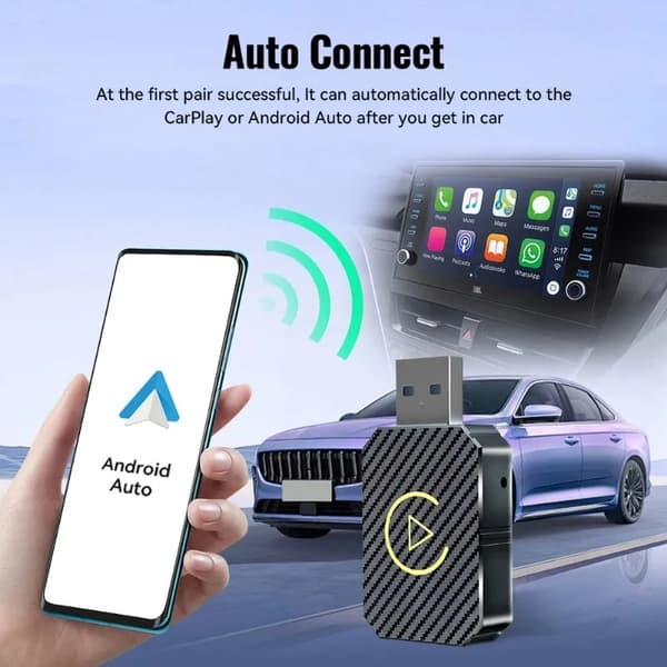 Trådløs CarPlay-adapter 2025, for CarPlay og Android Auto, Plug-and-Play