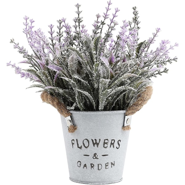 Kunstige planter indendørs potteplante simulation kunstig blomst, hjem balkon stue soveværelse grøn dekoration, skrivebordsdekorationer, lilla lavendel, Wr