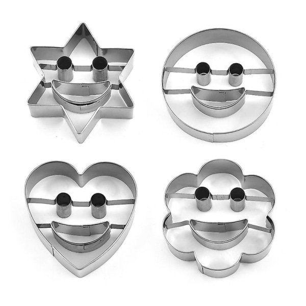 4pcs Pastry Tools Cookie Cutter Durable Stainless Steel Shape Of Smiley Theme