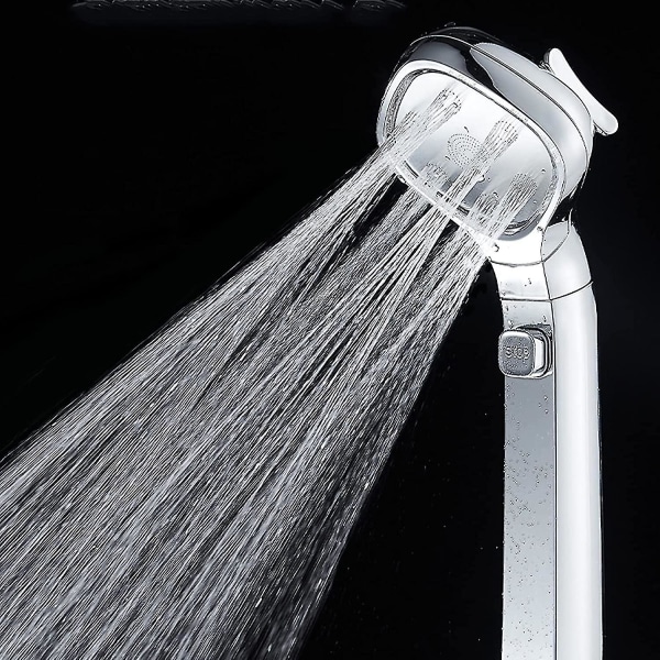 Premium Quality Pressurized Shower Head - Handheld High Pressure Water Saving Showerheads - 4-setting Powerful Shower Heads - One Touch Water Cut-off