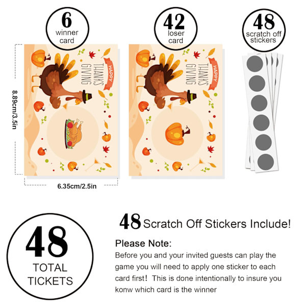 Thanksgiving Scratch Off-kort, 48 st Turkiet Scratch-Off-kort, Jul Scratch-kort, Vuxna Barn Jul Festgåvor