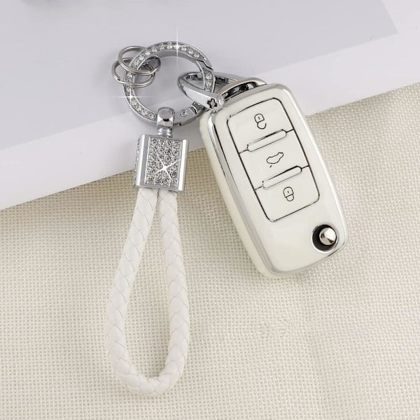 Nøglevedhæng til Volkswagen VW Bilnøgle Tiguan Jetta Beetle Passat Golf GTI Tilbehør Sødt TPU Smart Nøgleetui Beskyttelse Bling Krystal