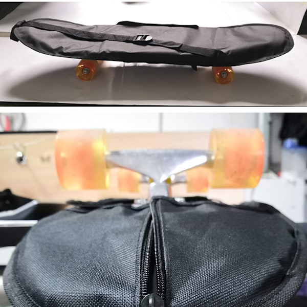 Svart skateboardveske for Double Kick Skateboard, 83*25cm Nylon Skateboard Skulderbag med Justerbar Rem