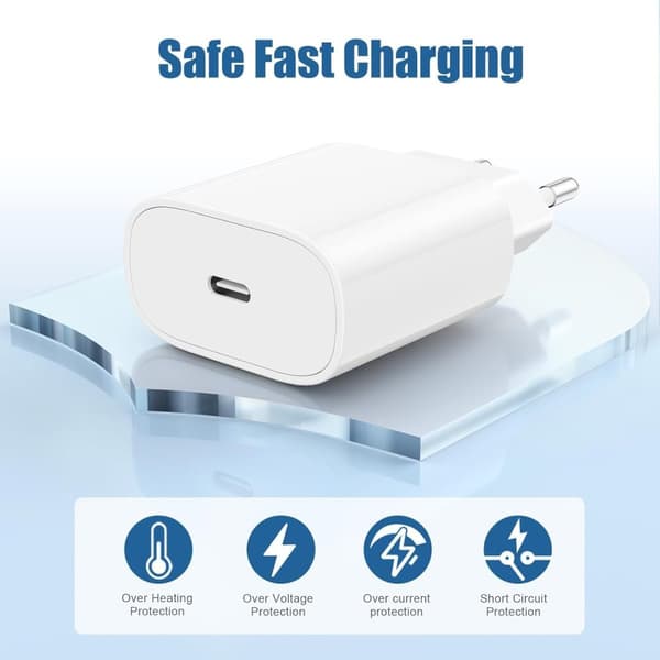 Oplader til iPhone 15 + 2M kabel Hurtigoplader USB-C til USB-C