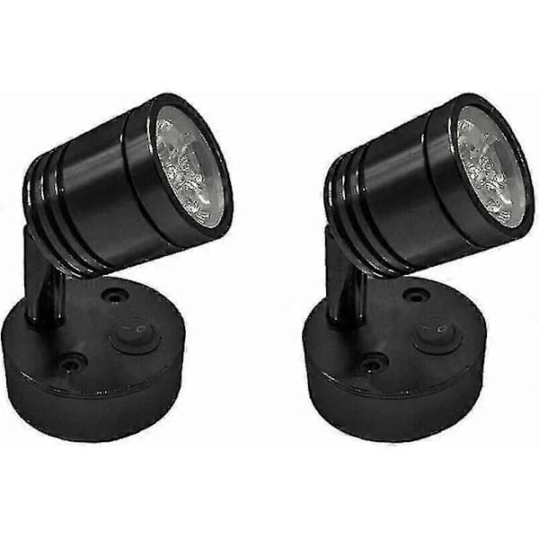 2-pack 12V LED lässpotlights dimbara flexibla väggsänglampor för husbil husvagn båt interiör svart