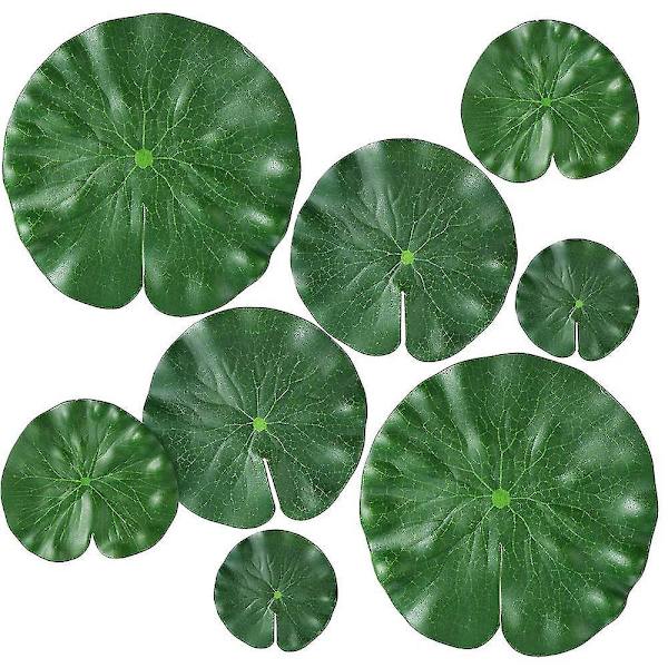 4 størrelser kunstige flytende planter lotusblader realistiske vannliljer pads for hjem hagedam basseng 8 pakker