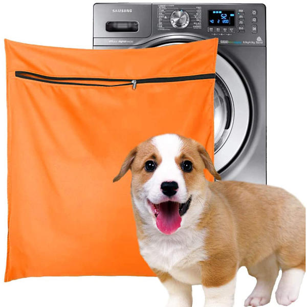 Vaskesæk til kæledyr - Hund, kat, hest - Hårvaskesæk til tæpper, lagner, støvler - Vaskesæk til kæledyr 65x70cm Orange